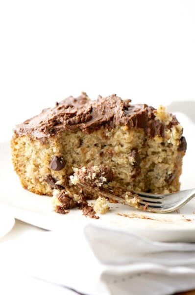 I LOVE this recipe for Vegan Chunky Monkey cake because it's SO easy to make and so fun to eat!