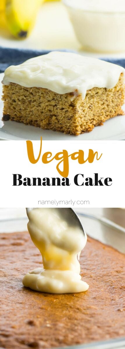 This vegan banana cake is a favorite. It may be yours too if you love tender, moist cake with cream cheese frosting...all surprisingly vegan of course! There's no shortage of banana love in this cake recipe, spiced with ginger and cinnamon and topped with a dreamy, creamy vegan cream cheese frosting.