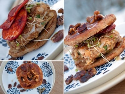 The Vegan New Luther Sandwich features a Mapled Donut Bun by Ashley at Never Homemaker.