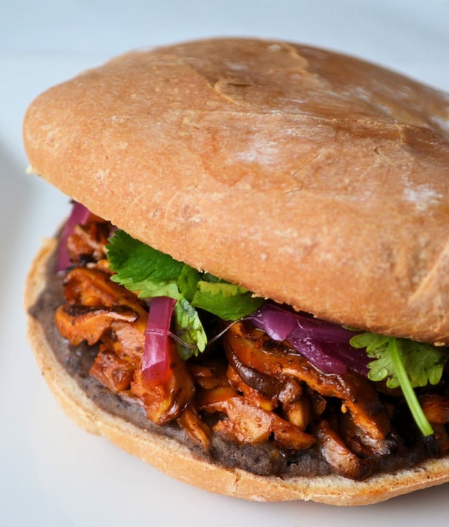 Vegan pibil torta sandwich on a white counter
