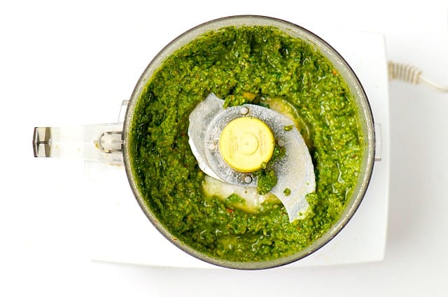 Green Basil in Food Processor