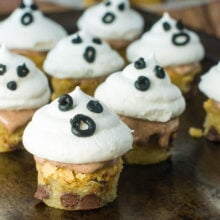 Vegan Meringue Ghosts Blondie Bites make such a fun and delicious way to celebrate the Halloween holidays with friends, family, and kids!