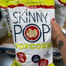 A bag of Skinny Pop Popcorn