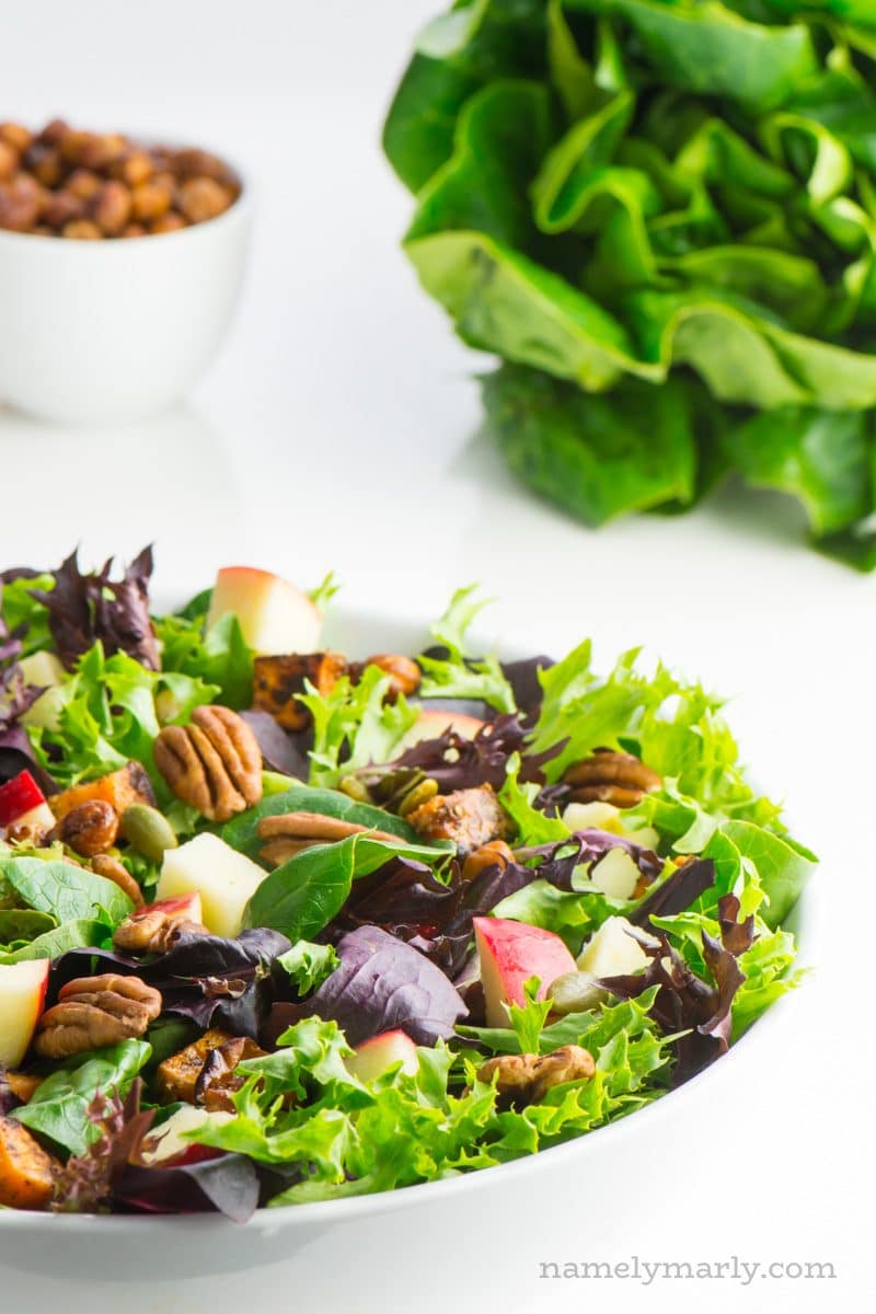 Vegan Harvest Salad with Creamy Pumpkin Ranch Dressing