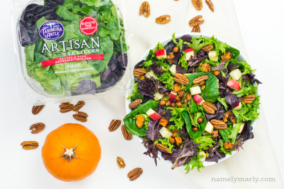 Vegan Harvest Salad with Creamy Pumpkin Ranch Dressing