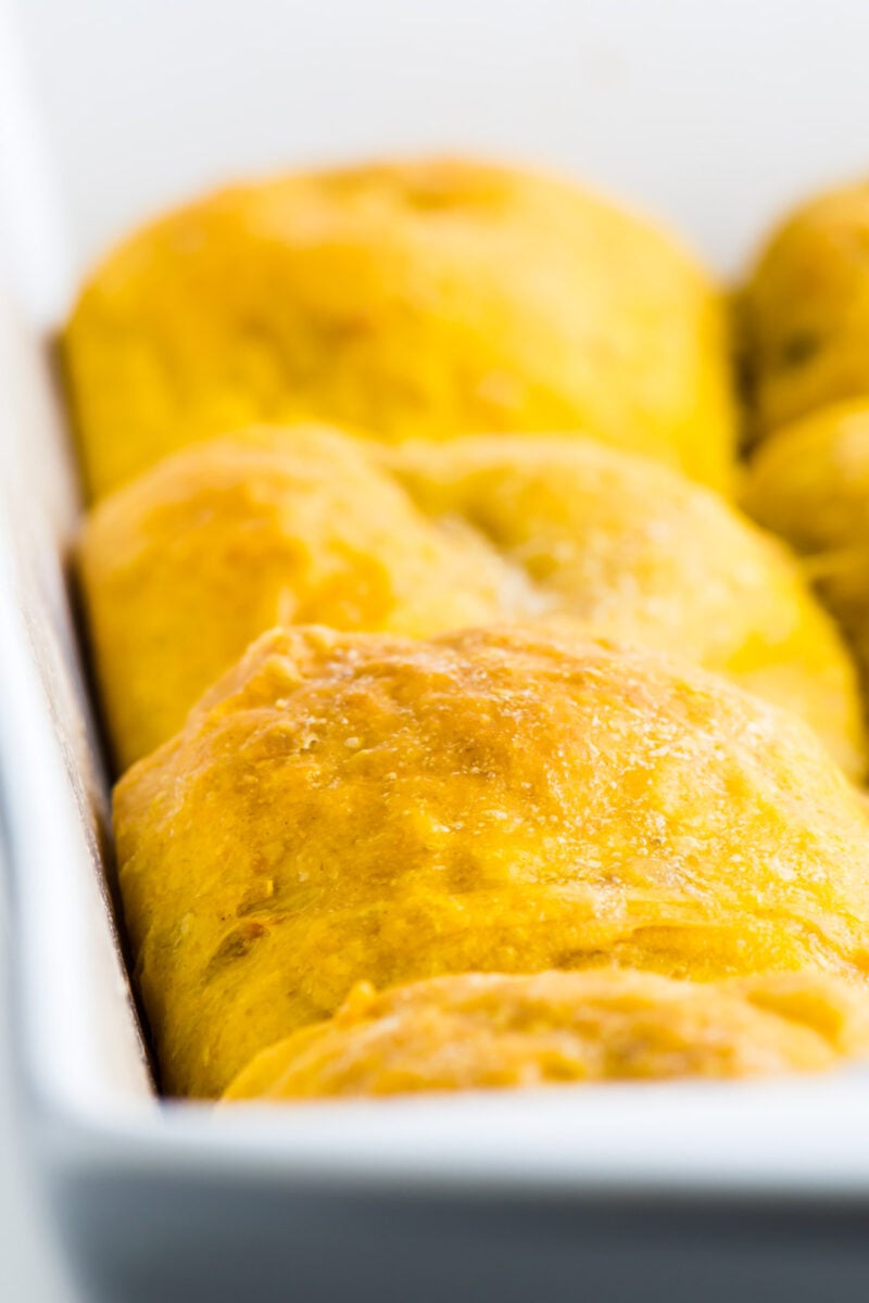 Delicious, soft, and buttery vegan sweet potato dinner rolls. Add these to your holiday dinner menu, and then you'll want to make them all-year round!