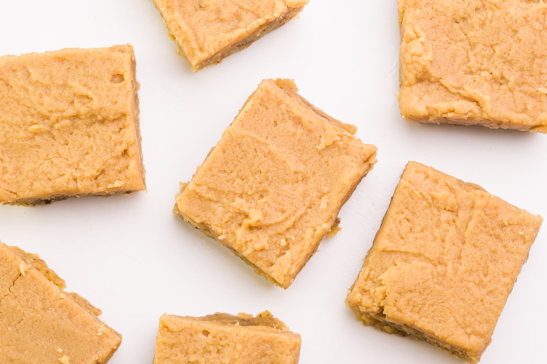 Looking down on slices of banana blondies.