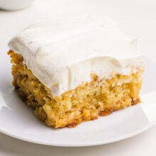 A slice of pineapple cake on a plate.