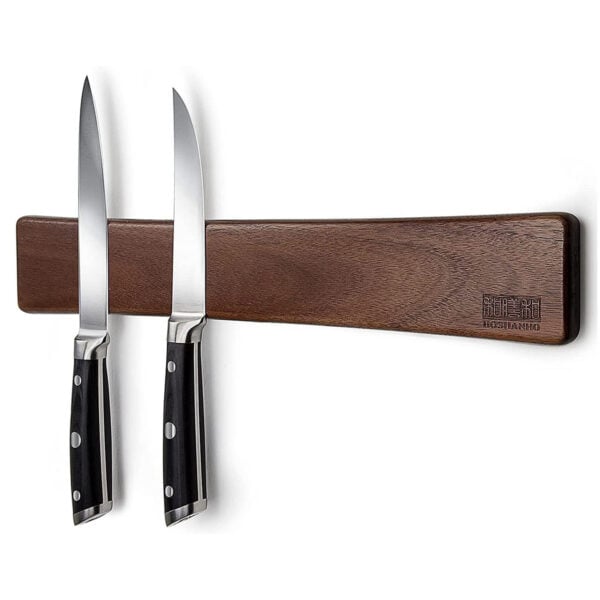 magnetic knife holder with two knifes attached