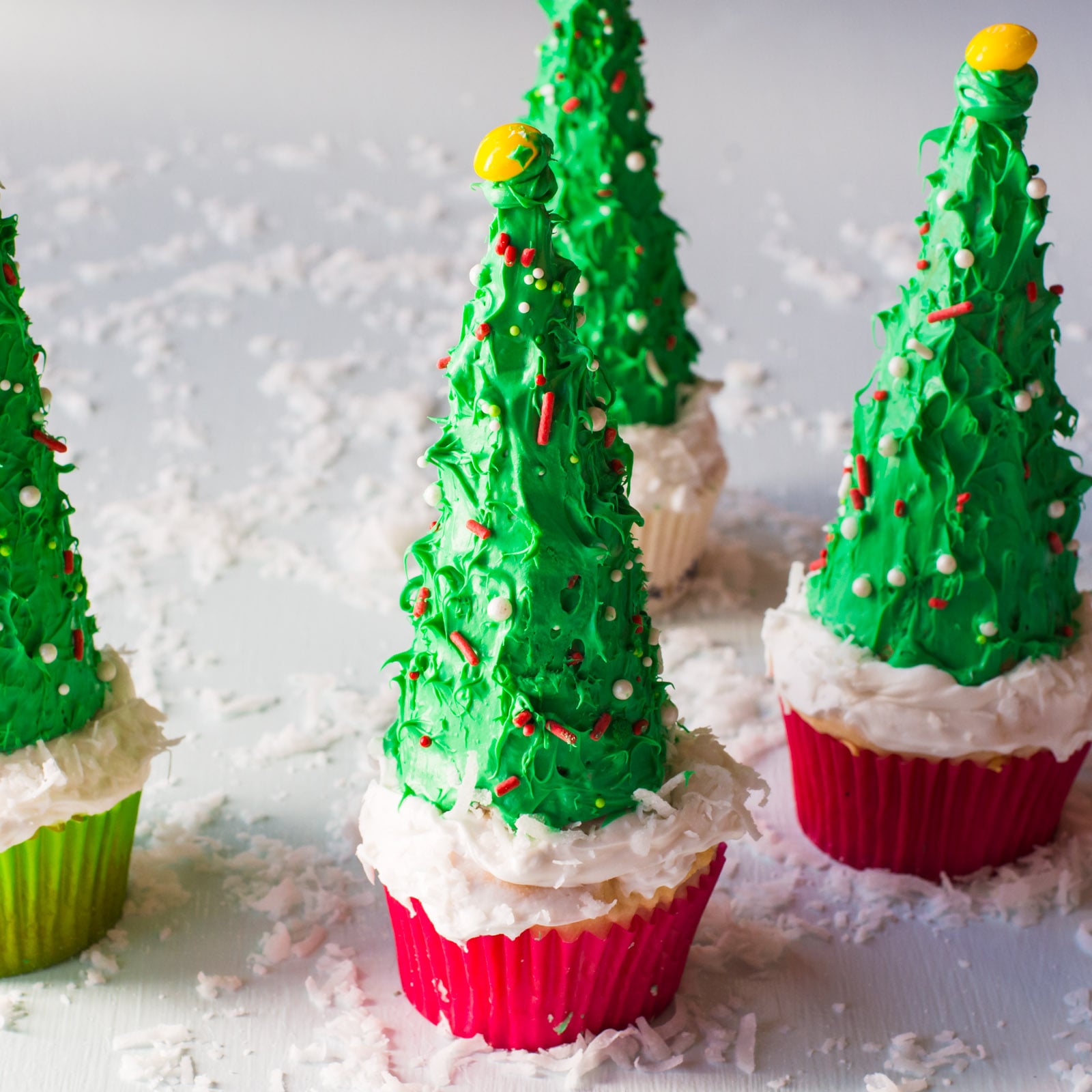 Festive and fun Vegan Christmas Tree Cupcakes
